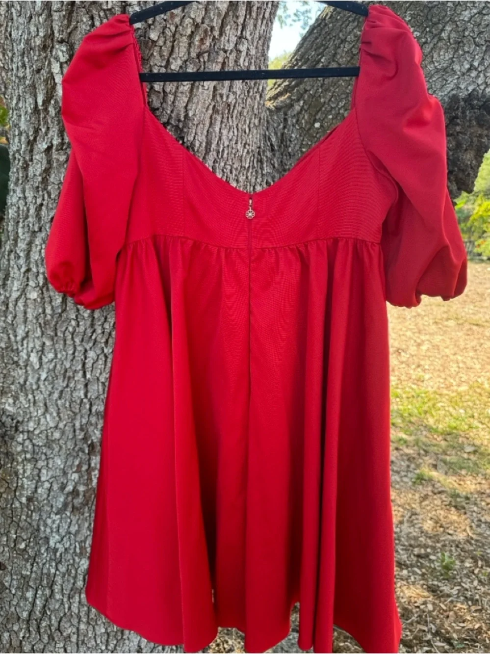 kate spade Beau Red Puff-Sleeve Bow Satin Babydoll Dress..Size 12